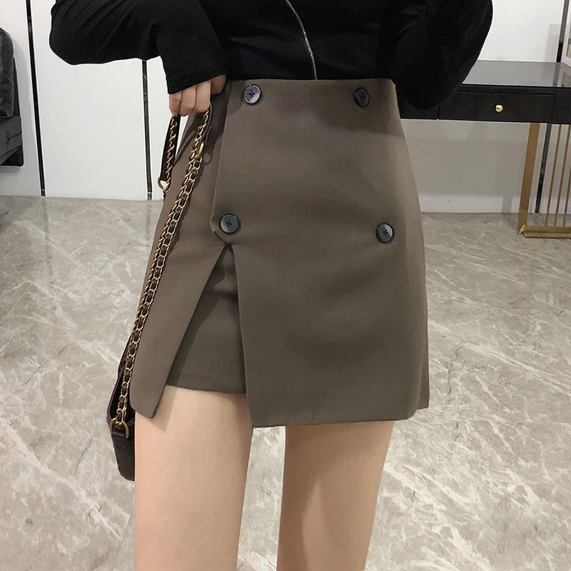 不规则半身裙女装2024春秋新款时尚高腰开叉A字裙ins显瘦包臀短裙