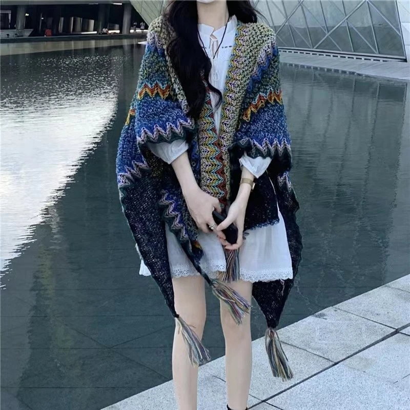 素衣坊民族风玉龙雪山保暖西藏旅游披肩围巾百搭秋冬季围脖高端