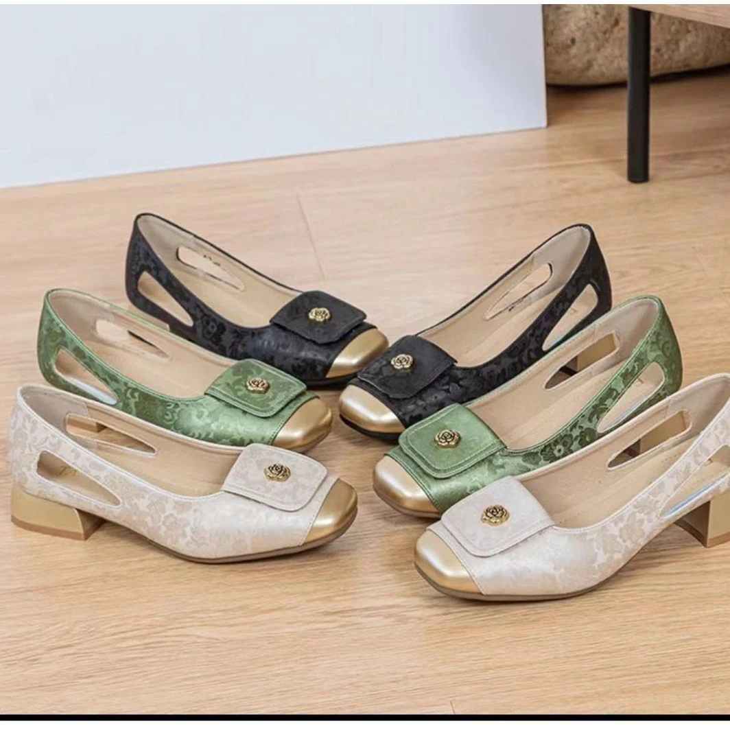 国风侧空325女鞋百搭舒适软底软皮