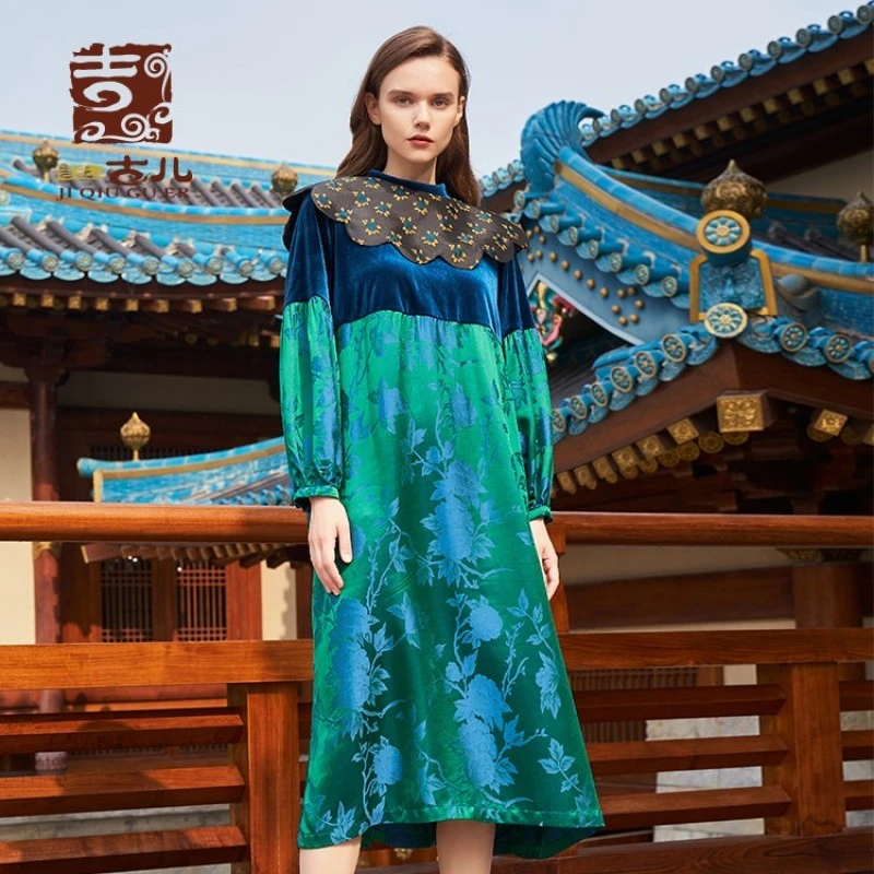 吉丘古儿原创复古潮流连衣裙秋季新款设计G231Y017气质时尚设计师