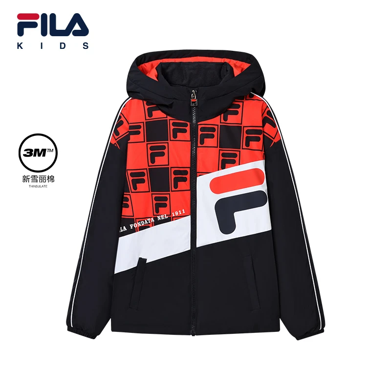 FILA斐乐儿童新款中大童连帽棉服休闲时尚男K12B311907F
