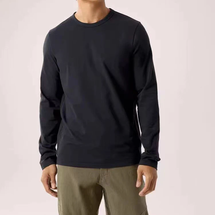 秋冬男士长袖针织衫训练运动健身亲肤加薄绒圆领宽松T恤上衣