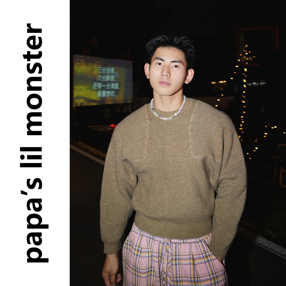 PAPASLILMONSTER美式设计感廓形质感纹理毛衣 CleanFit轻奢针织衫