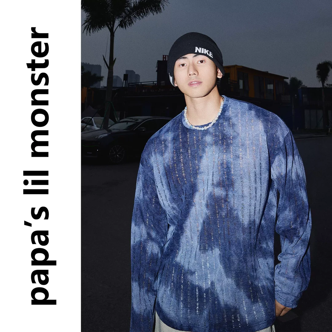 PAPASLILMONSTER【原创】25SS春夏随机晕染打底T恤男 休闲针织衫女