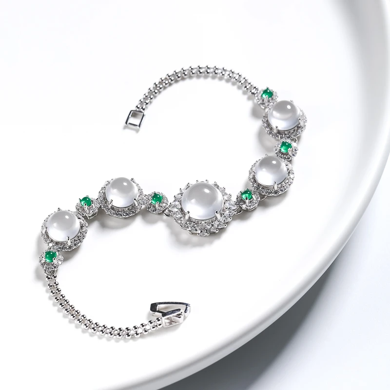 [ 俄玉珠宝] 爆闪蛋面五福手链气质百搭显白新中式珠宝