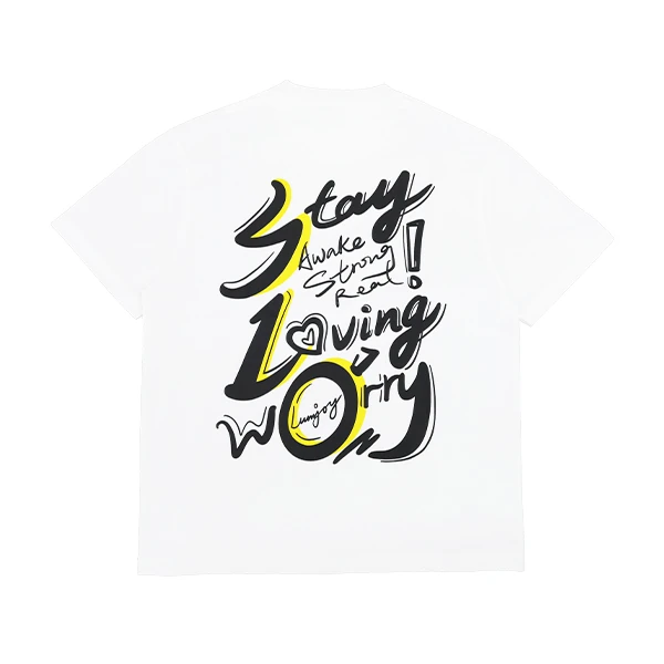 LUMJOY【3S1L0W】白色宽松版T恤 男女同款 原创涂鸦满印国潮纯棉