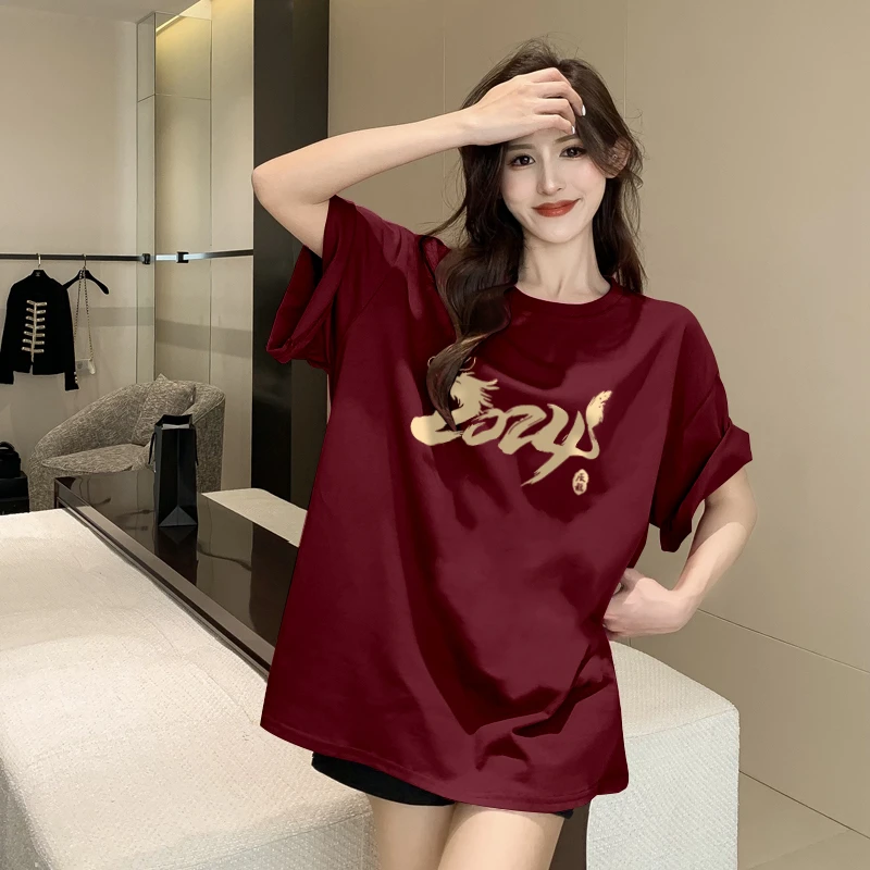 100%纯棉新款国潮设计感hiphop潮美式复古丅恤短袖女下身失踪上衣