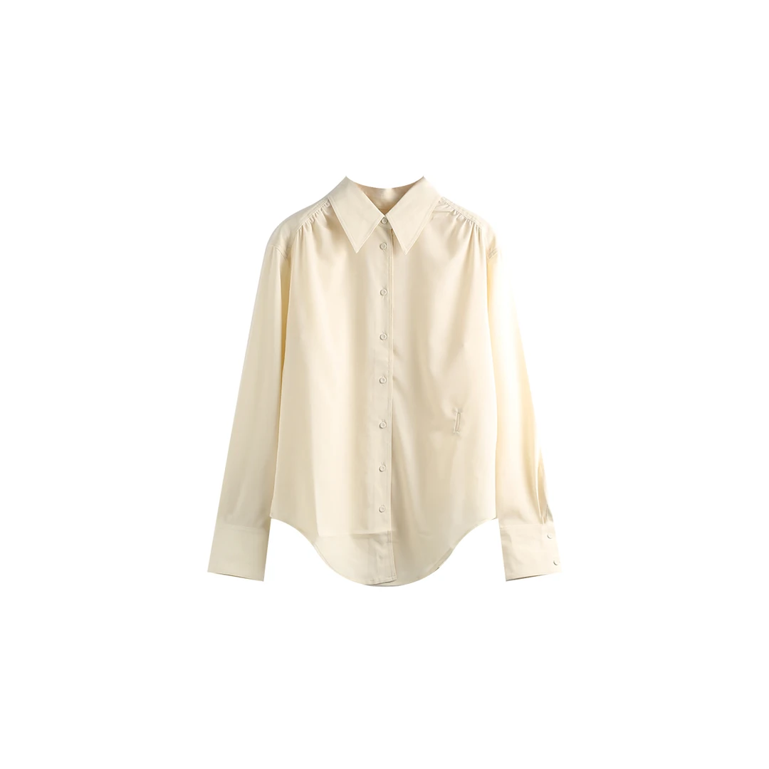 新款休闲羊毛衬衫JDCH-471气质衬衣长袖白色时尚休闲女士春季