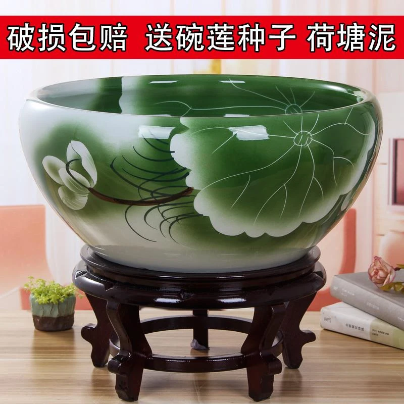 景德镇陶瓷花盆创意室内花盆睡莲碗莲花盆荷花盆植物花盆客厅鱼缸