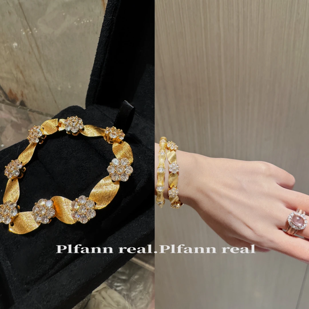 铜合金合成锆石手链 法式气质花朵百搭手链 P0582