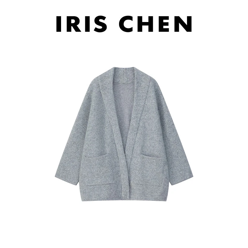 IRIS CHEN 暖冬 2024秋冬新款绵羊毛兔毛960g极简针织外套24WT560