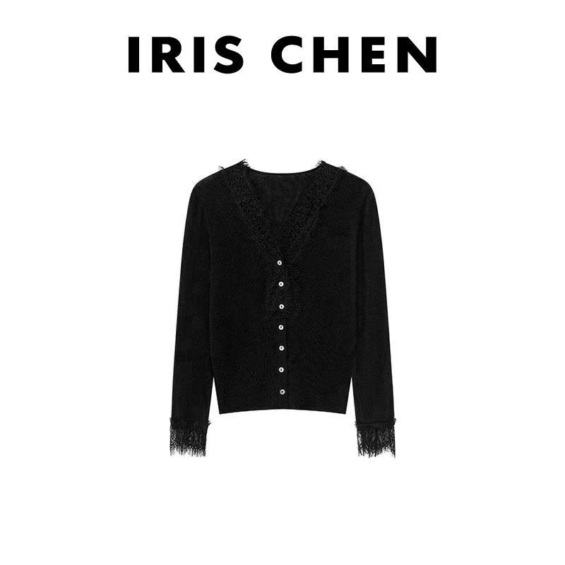 IRIS CHEN 内在美 2024冬绵羊毛莱赛尔羊绒蕾丝针织衫24SY553