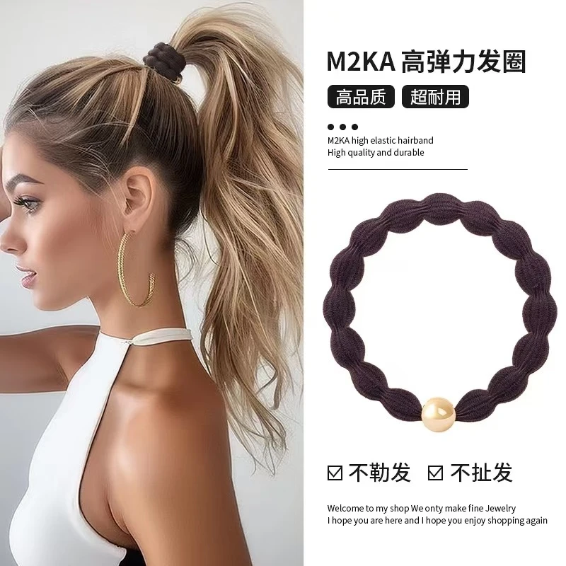 M2Ka2025新款豆豆发圈女扎高马尾发绳高弹力耐用不伤发高级感头绳