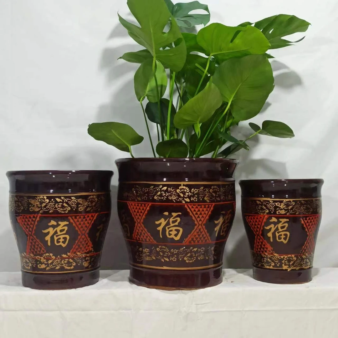百福缸 (中号大号特大号) 大口径手工陶瓷花盆 样式百搭简约