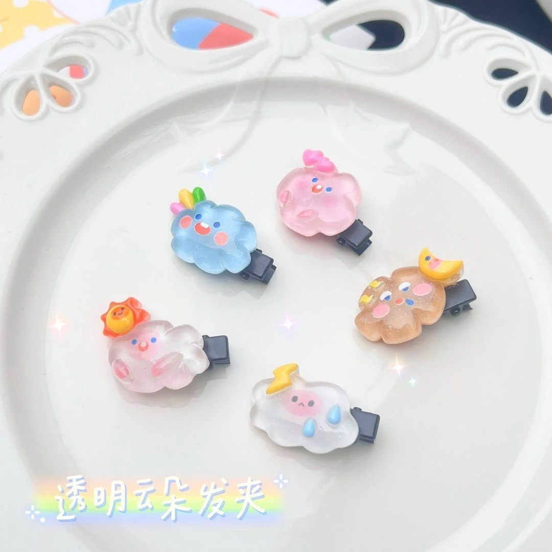 风碎发夹鸭嘴夹透明云朵太阳迷你发夹爱心学生刘海夹少女心碎发夹
