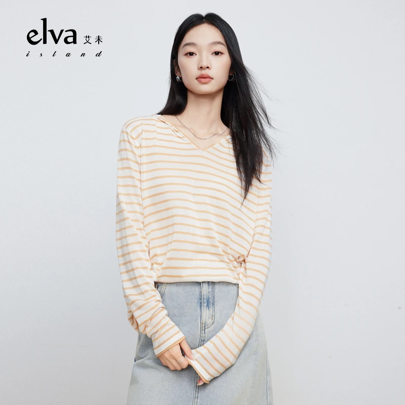 【商品】Elva’Island夏季橙色针织衫