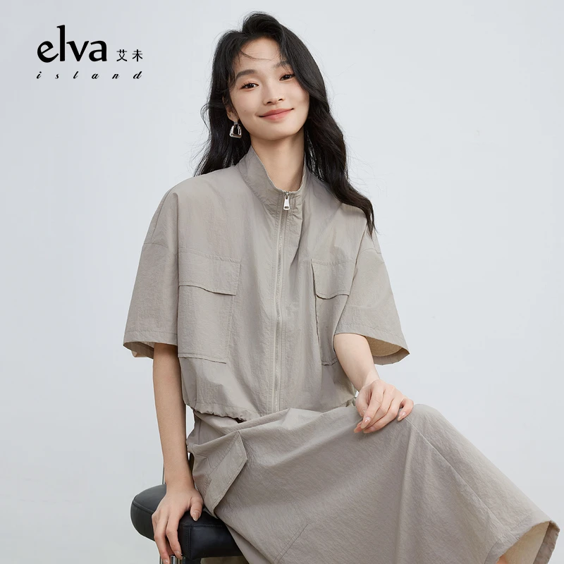 【商品】Elva' Island短袖工装风夏季新款纯色简约百搭休闲外套女