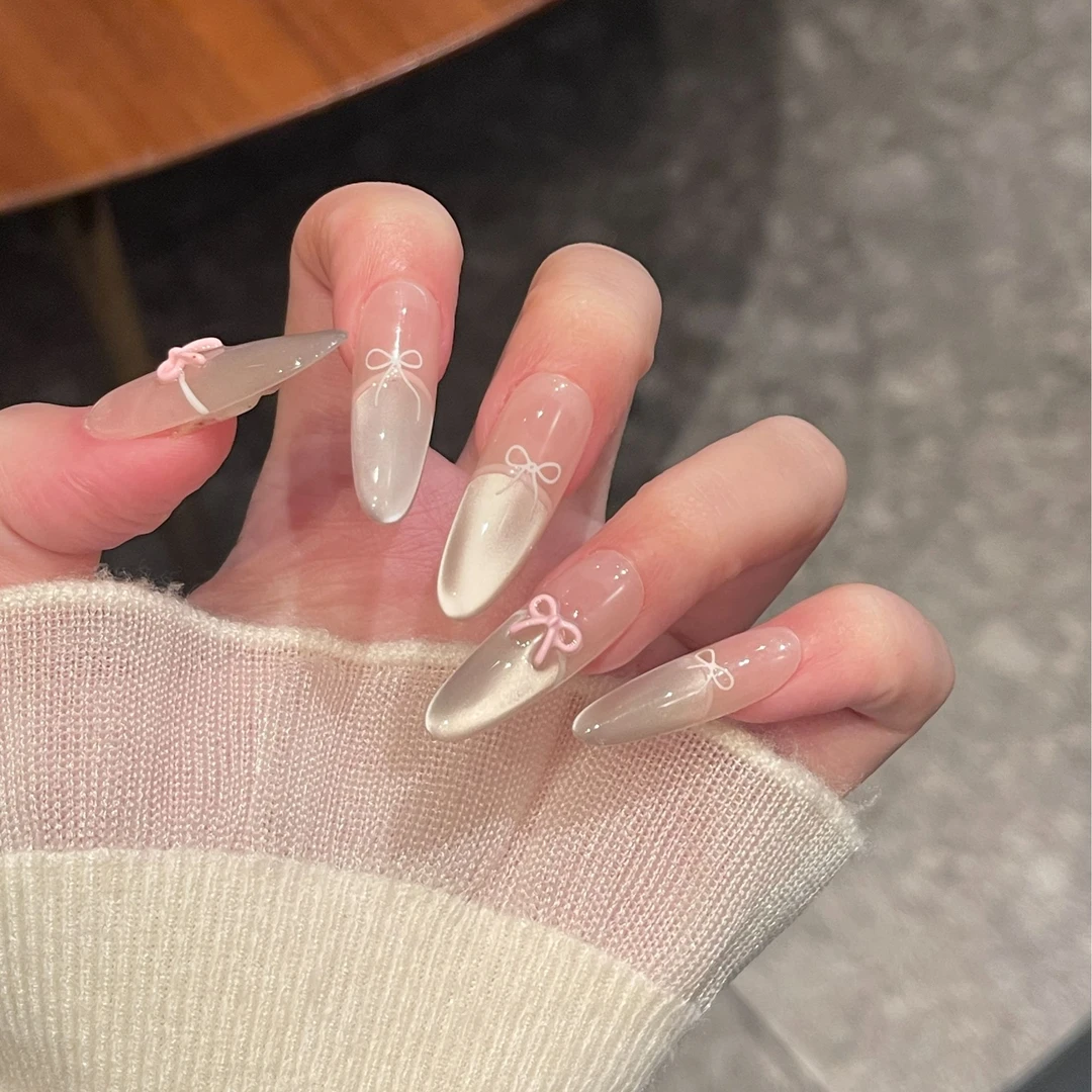 【粉色蝴蝶】新美甲穿戴甲片2025新款高级感秋冬手工穿戴甲推荐甲片