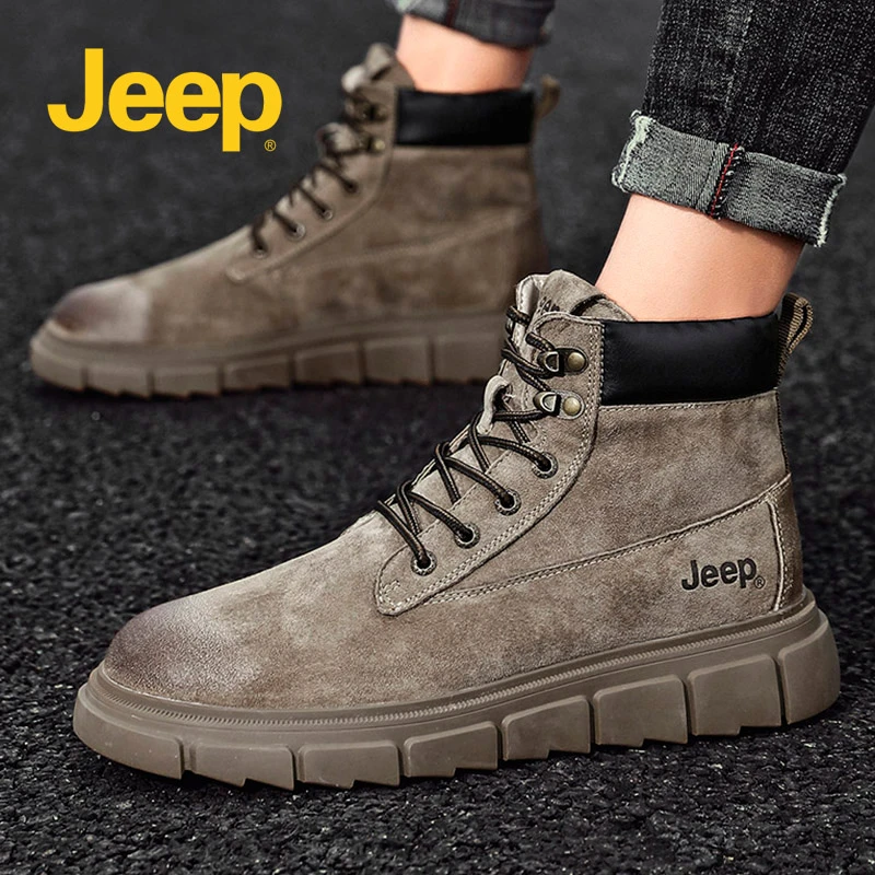 JEEP/吉普2023年冬季季男鞋新款百搭马丁靴高帮鞋潮鞋工装靴男士
