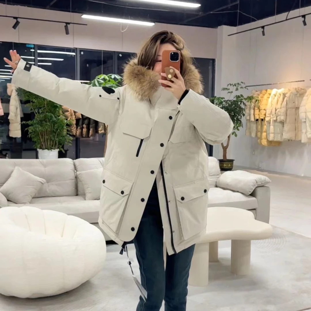 24年新款加厚石墨烯貉子毛领女装派克服YY