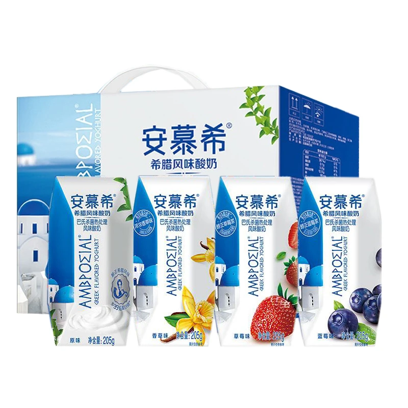 9月产伊利安慕希常温酸奶草莓味205g*12盒 营养早餐学生酸牛奶
