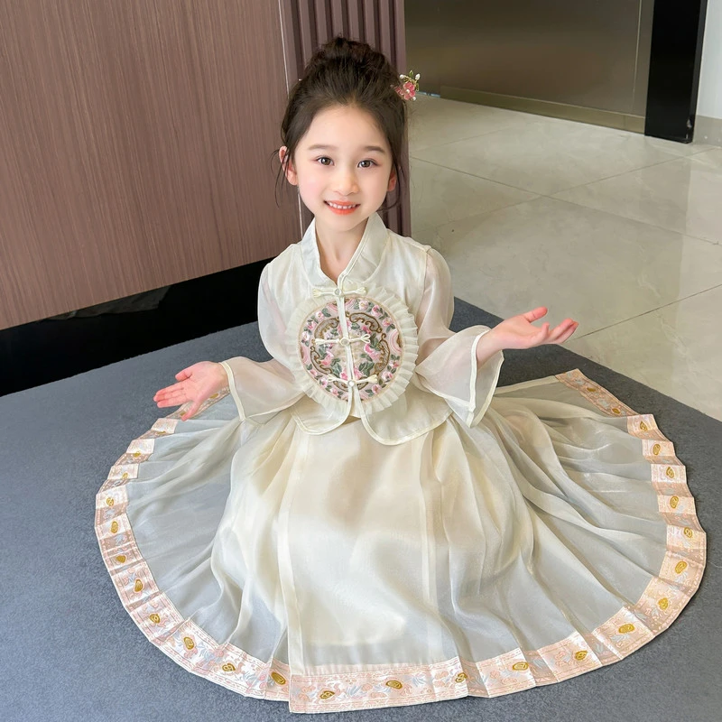 女童马面裙套装夏季薄款2024新款宝宝国风新中式小童夏装儿童汉服