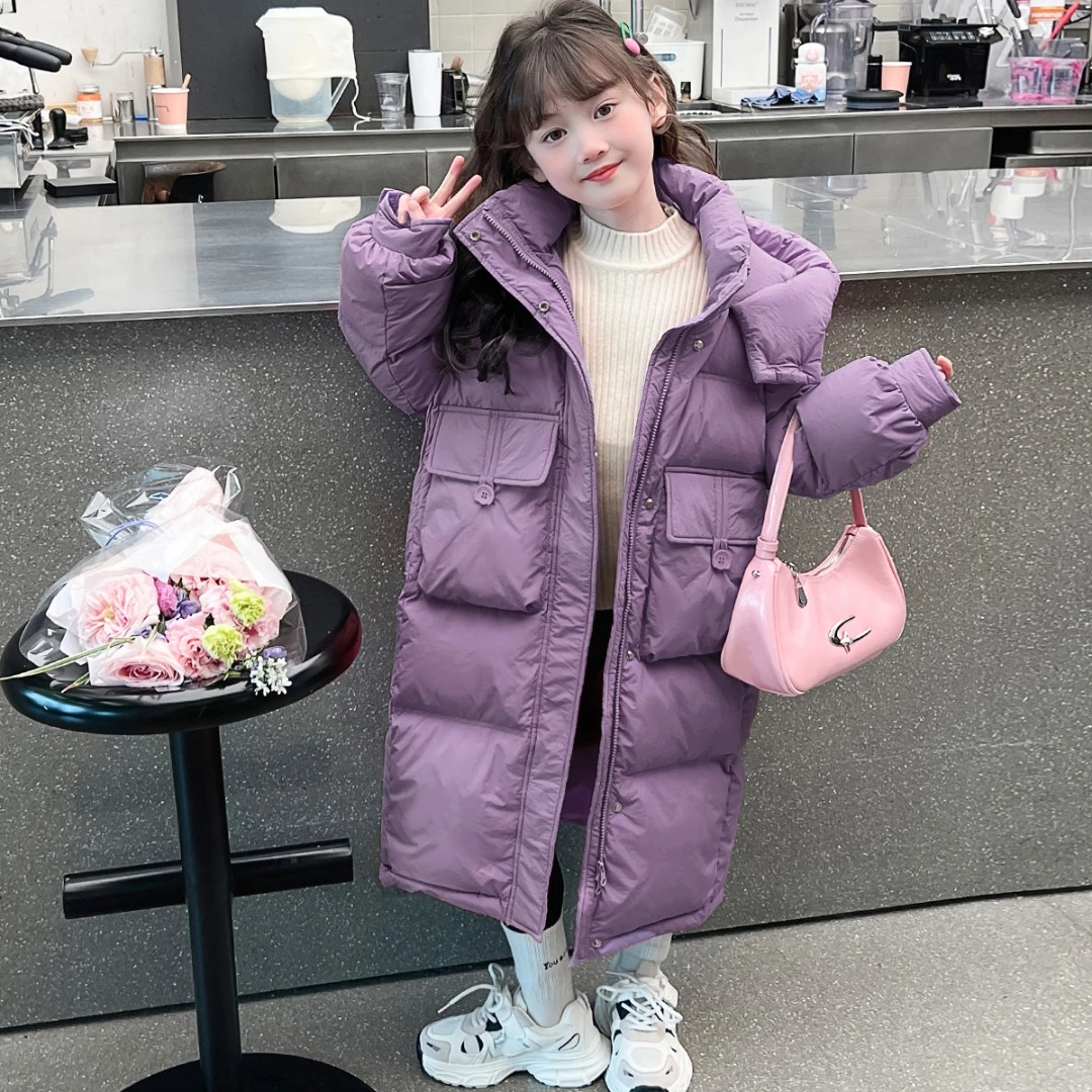 女童棉衣2025新款洋气大童女装冬装外套儿童秋冬加厚长款棉衣棉服