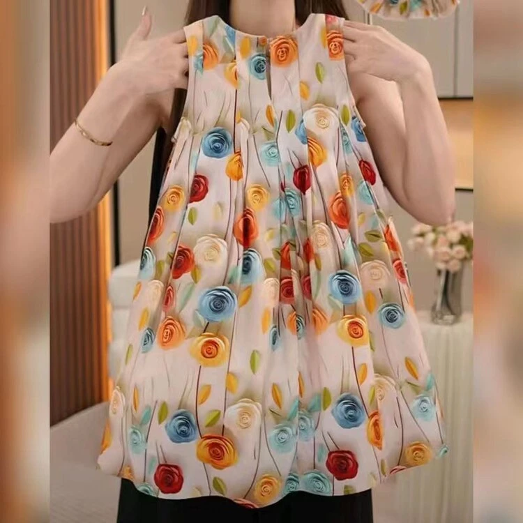 女童夏季洋气连衣裙2024新款韩版花朵蝴蝶结冰感无袖公主裙背心裙