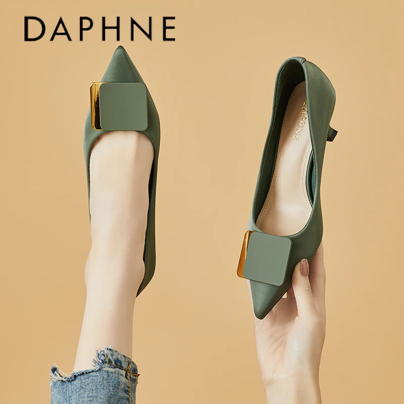 达芙妮高跟鞋女鞋细跟上班不累脚女鞋尖头夏款2024新款中跟气质单