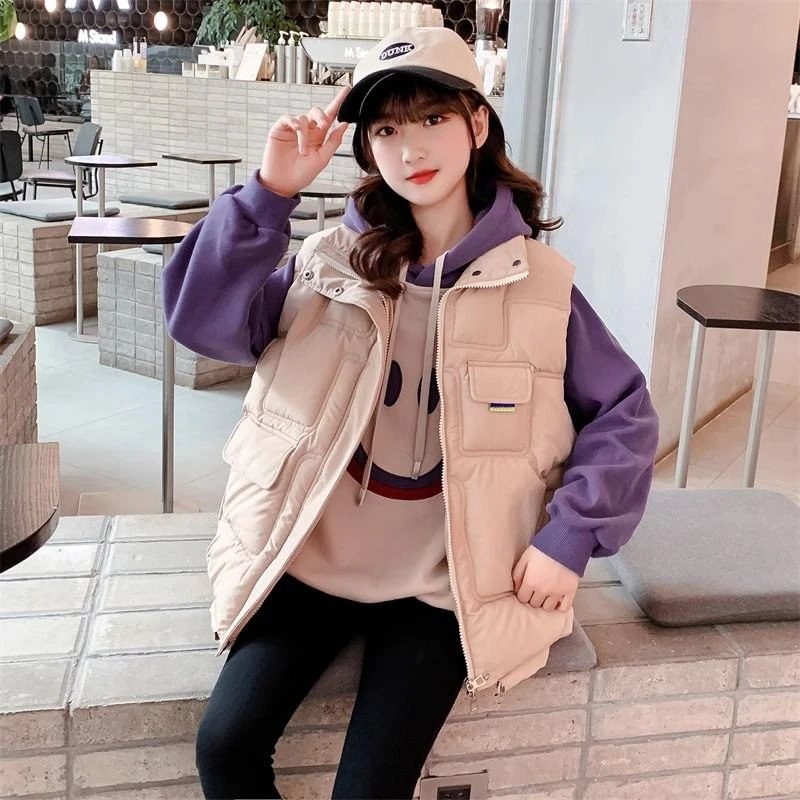 女童马甲秋冬外穿立领新款爆款6-12岁15岁中大童休闲洋气背心外套