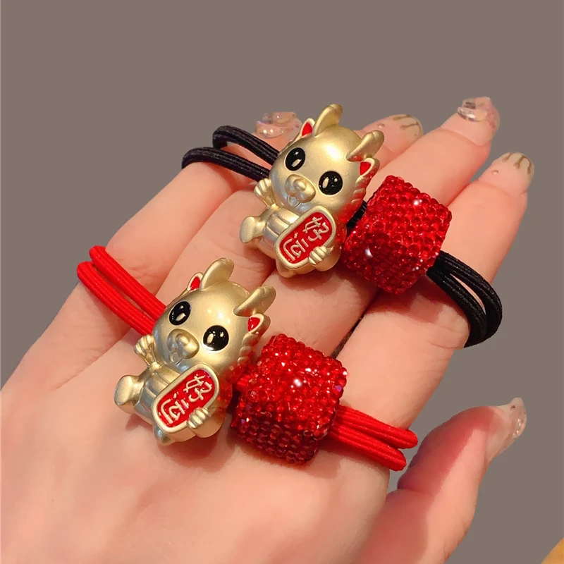 超正的红~龙年本命年红色头绳过年扎头发皮筋女新年发圈发绳头饰