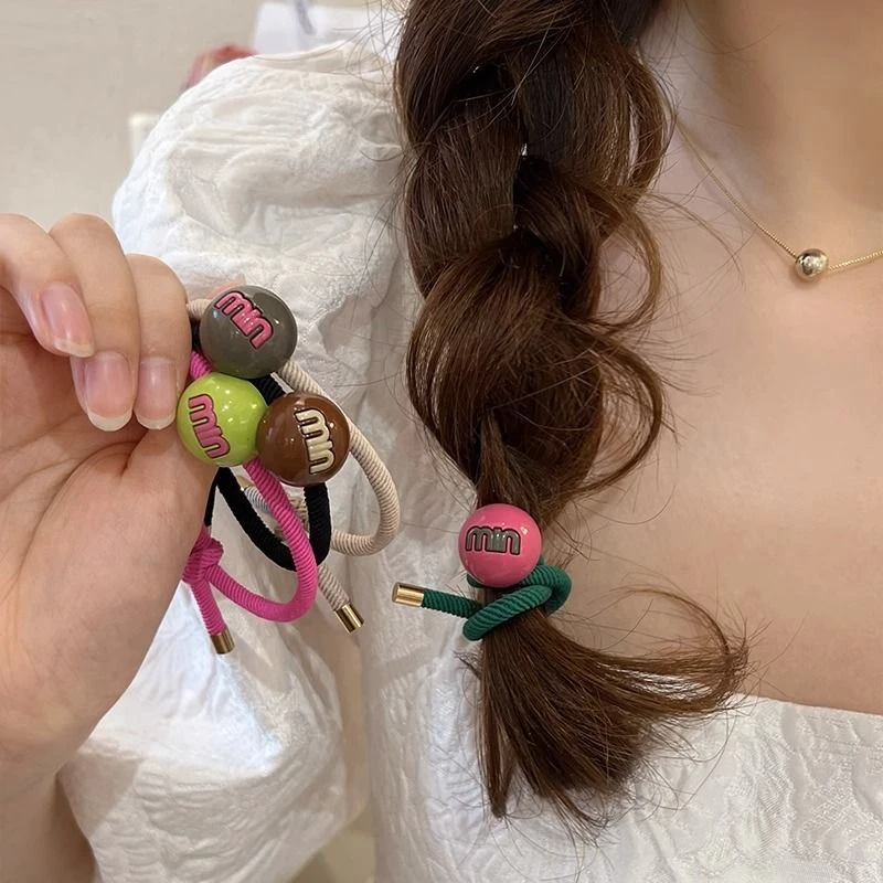 新款彩色多巴胺高颜值橡皮筋女扎头高马尾清新高弹力头绳耐用发圈