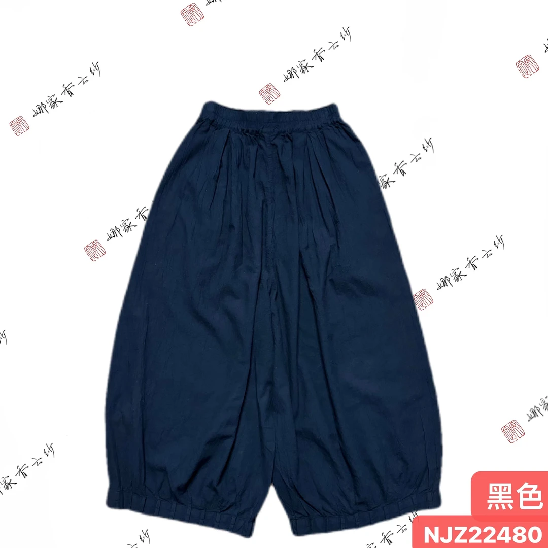 娜家国风棉麻单层阔腿裤NJZ（22480）舒适休闲百搭宽松