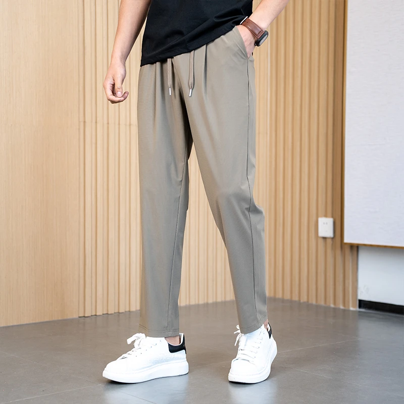 2025新款夏季男士冰丝休闲裤速干裤薄款透气百搭弹力运动裤