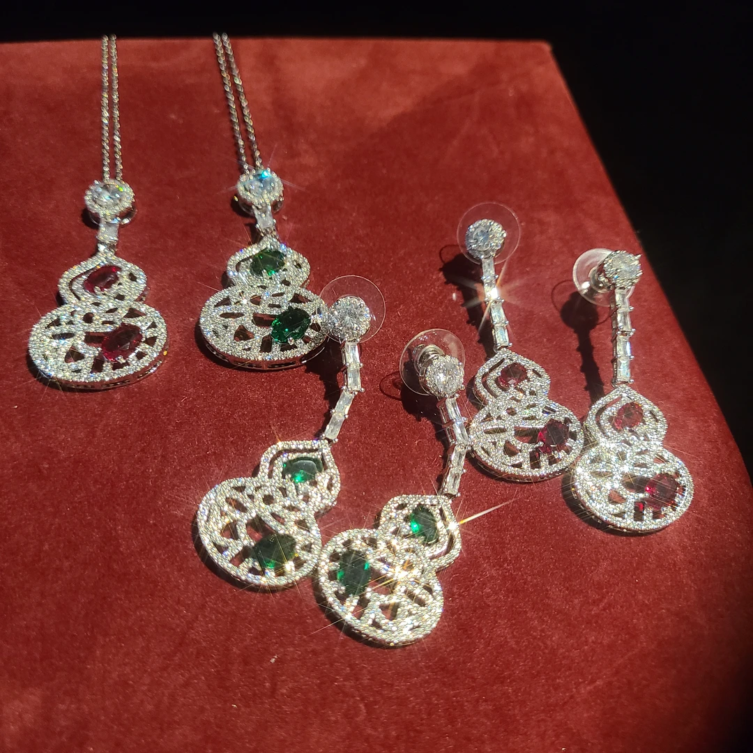 合金耳饰  轻奢葫芦耳环配饰套装