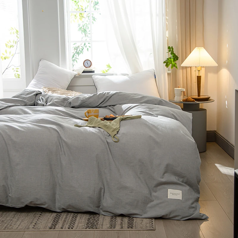 简约纯色水洗棉色织单被套素色纯棉1.5被套全棉被套单件全棉100床