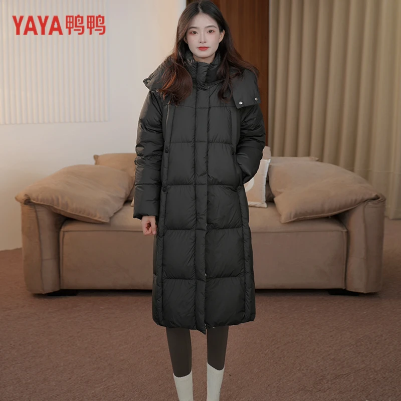 YAYA/鸭鸭2024年新款加厚白鸭绒羽绒服保暖御寒小个子外套连帽