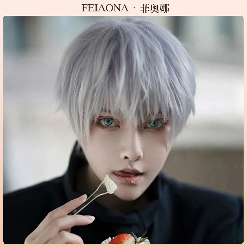 假发男日系 短发dk少年白色假毛cos五条悟同款假发动漫正太基佬毛
