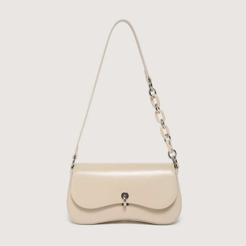 YCHZY.原创设计真皮高走单肩斜挎包 L197米白