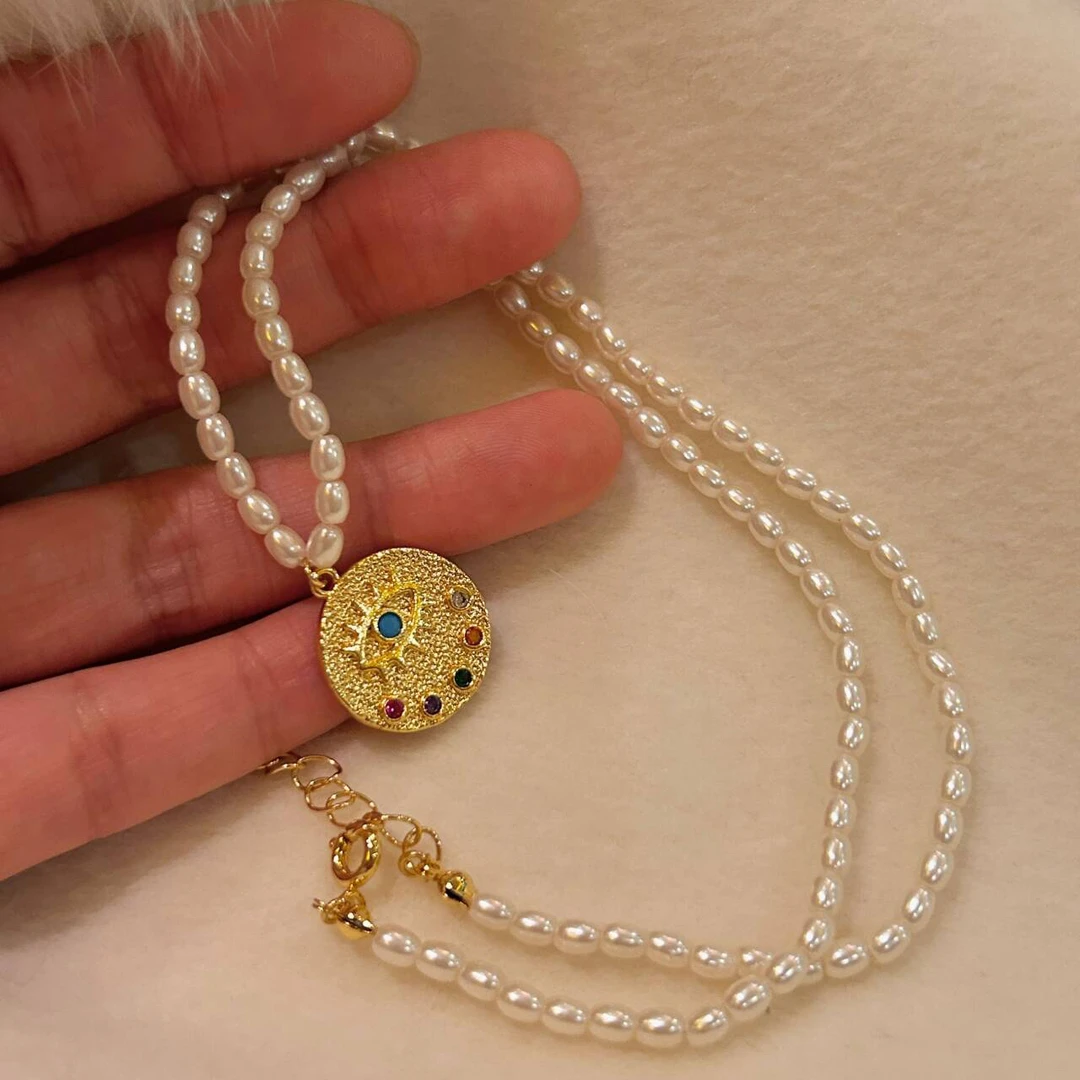 铜合金仿珍珠项链 A0871 恶魔眼珠珠项链40+6cm