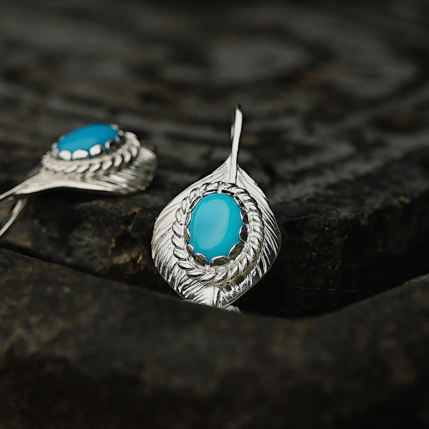 吊坠925银 【隐西】个性潮流穿搭配饰印第安葵扇素羽毛吊坠项链