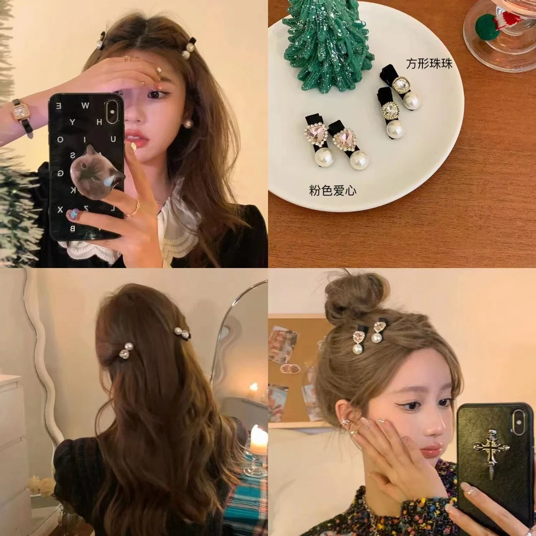 轻奢气质仿珍珠对夹法式复古刘海夹侧边夹小巧精致发夹