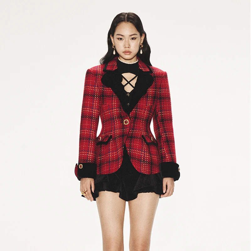 【陈大可专属】LE FAME/拉飞姆复古港风格纹收腰版型西装外套