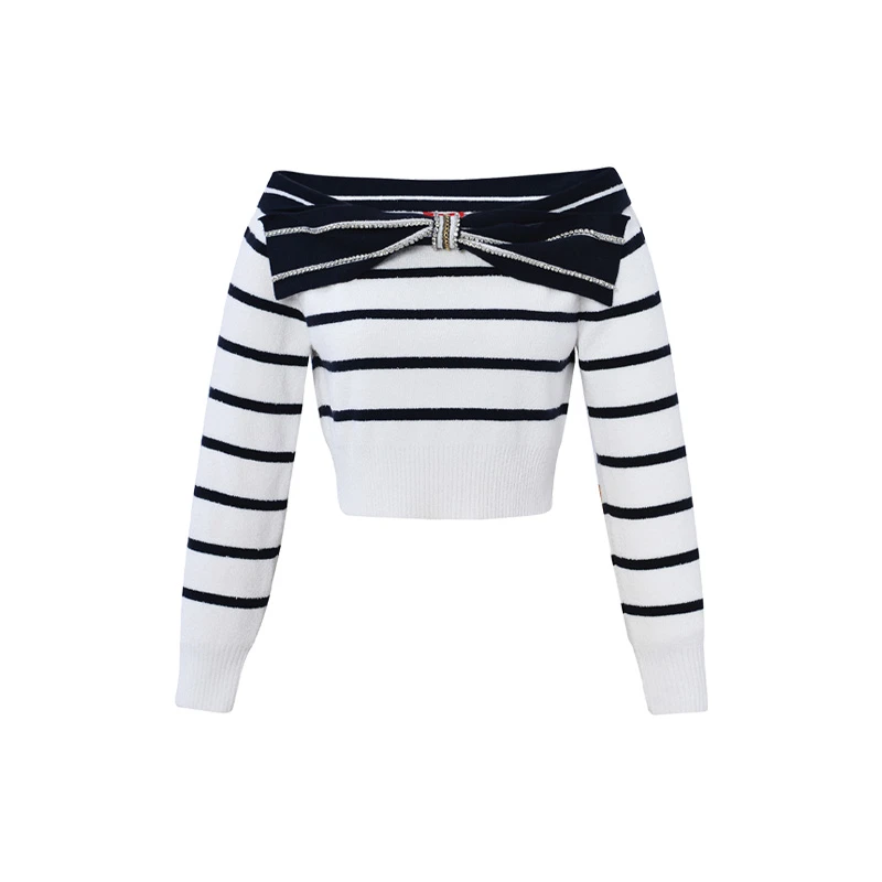 【陈大可】LE FAME/拉飞姆春季新款蝴蝶结装饰针织上衣