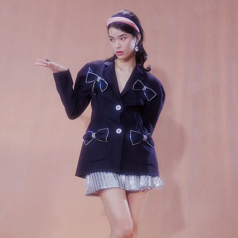 【陈大可】LE FAME/拉飞姆春季新款蝴蝶结装饰收腰外套