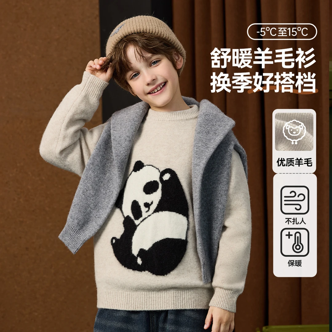 【绵羊毛】儿童毛衣秋冬保暖针织衫中大童套头毛衣JE5MKT13747U zb