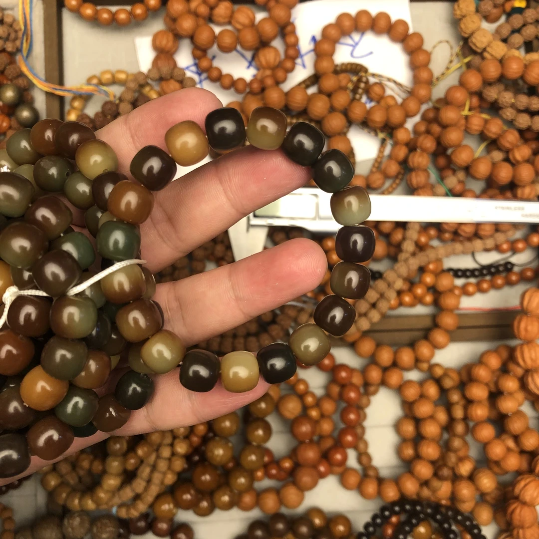 敦煌菩提根手串1.1小单圈渐变色绕指柔菩提根手串单圈