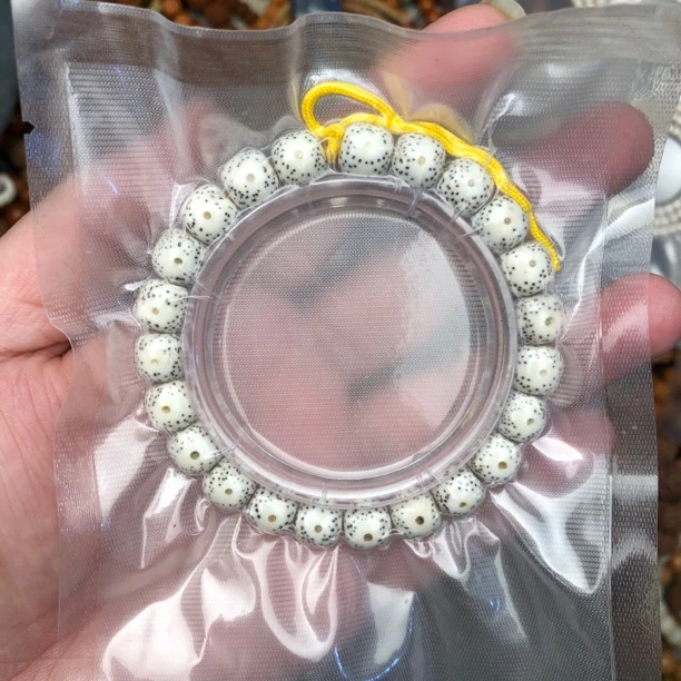 星月顺白单圈10mm左右原生态大留白星月菩提手串正月海南星月