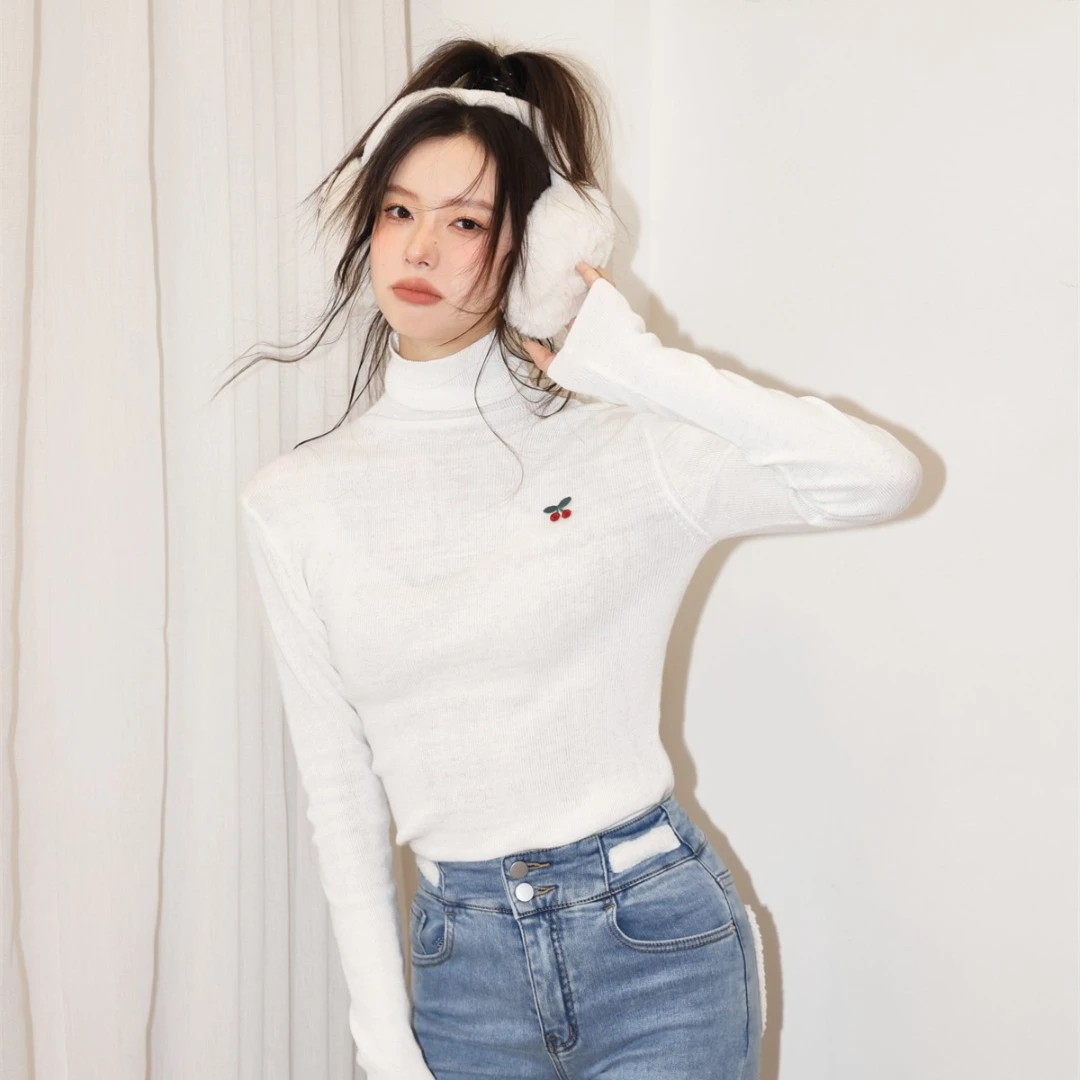 AsGony 高领保暖亲肤立体标打底衫