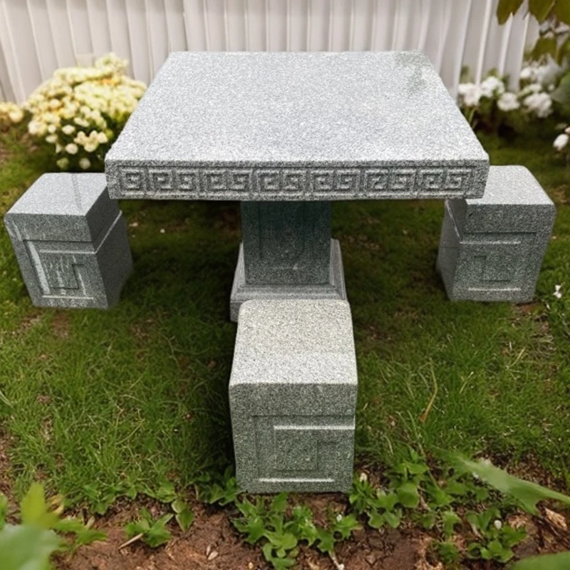 一套大理石石桌院子青石石头石凳庭院户外阳台石材